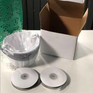 Flower Girl Basket and Wedding Ribbon silver white